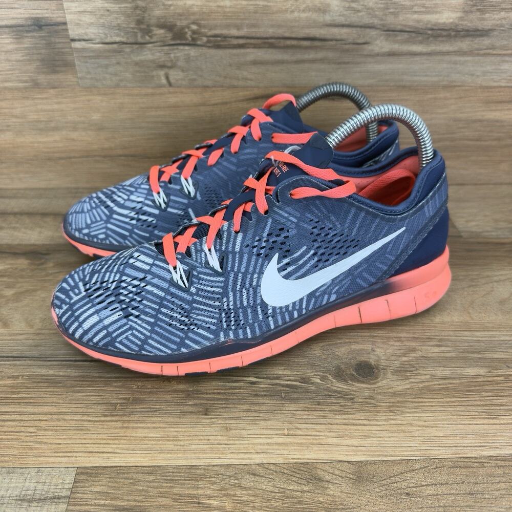 Nike Womens Sz 7 Free 5.0 Tr Fit 5 Prt Cross Training Shoes Blue Red 704695-405